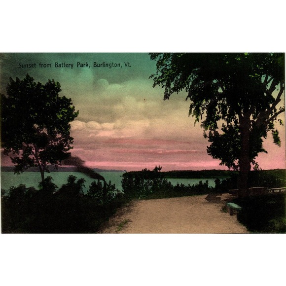 Postcard Sunset from battery Park, Burlington, Vermont - Picture 1 of 2
